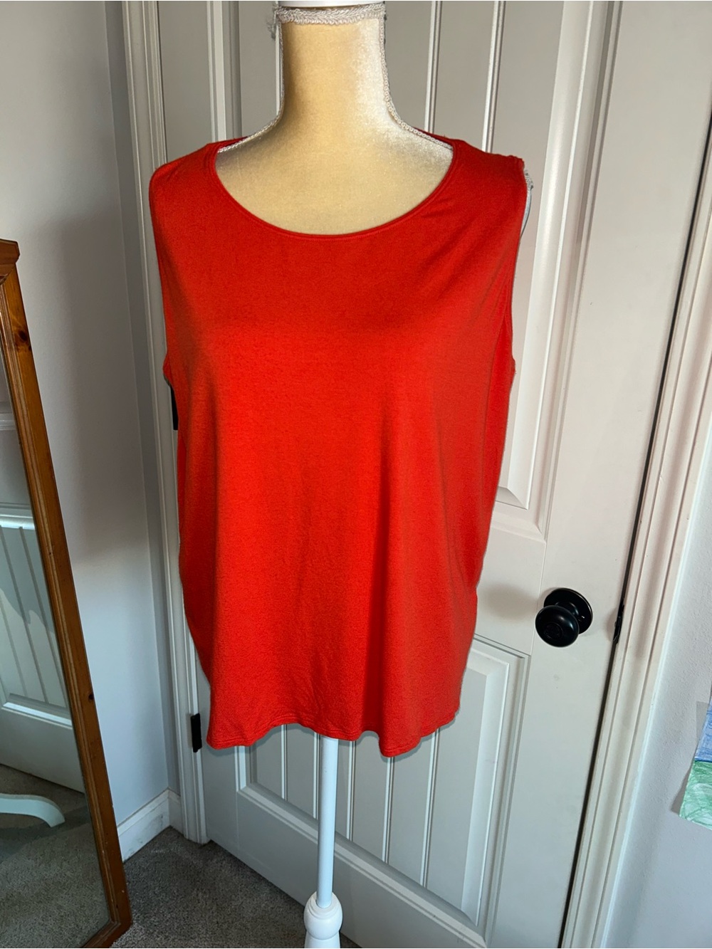 NEW Eileen Fisher Vibrant Orange Red Scoop Neck Tank Sz 1X Rayon Blend